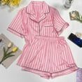 thumbnail image 6 of Tnhcen Women's 2 Piece Silk Satin Pajamas Button Up Satin PJs with Notch Collar Nightwear Homewear M-2XL, 6 of 9