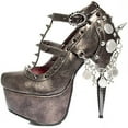 thumbnail image 4 of HADES Steampunk Rhino Heel Spike Platform Ankle Strap Pump TRINITY Pewter-9, 4 of 4