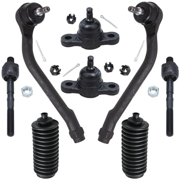 Detroit Axle - Front Ball Joints Tie Rods for 2009-2012 Hyundai Elantra, 2010-2013 Kia Forte & Forte Koup, 2 Lower Ball Joints, 4 Inner & Outer Tie Rods, 2 Boots Replacement