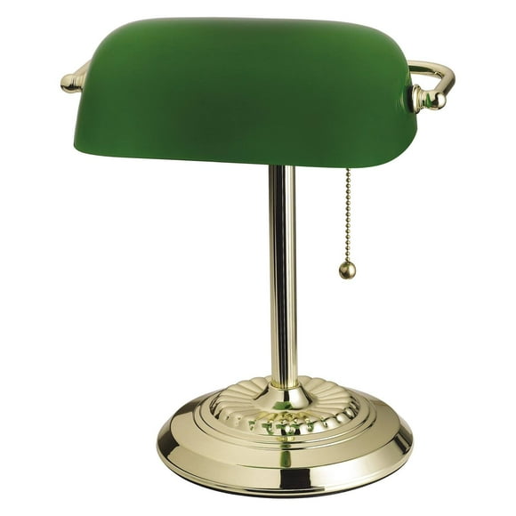 Catalina Lighting 17466-017 Traditional Bankers Desk Lamp with Glass Shade, 13.5", Green