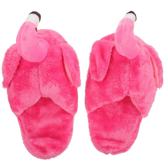 HAMPPLIES Bedroom Ladies Slippers 1 Pair Rosy Color Flamingo Foam Warmth