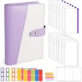 thumbnail image 2 of Carpeta de presupuesto A6 con cremallera, hojas de presupuesto con 14 sobres transparentes, portadocumentos multiusos para oficina, agenda para tarjetas de presentación, color morado., 2 of 8