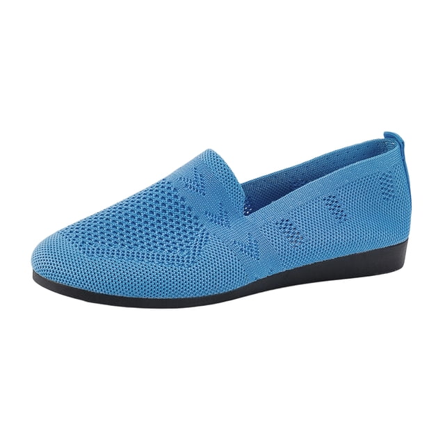 Ballerines Plates pour Femmes en Tricot Confortables à Enfiler, Ballerines d'Été Décontractées à Bout Rond, 43