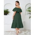 thumbnail image 5 of Yesfashion Women Plus Size Off Shoulder Maxi Dress Ruffle Flowy Casual Summer Boho Long Dresses, 5 of 5