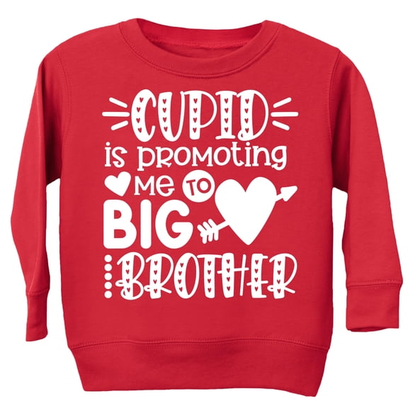 Cupid is Promoting Me to Big Brother Sweatshirt for Sibling Reveal Announcement Red Sweatshirt Youth Medium