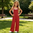 thumbnail image 7 of Dungarees for Kids Girls, Girls Casual Overalls Baggy Wide Leg Pants Jumpsuit Playsuit Red 9-10Years, 7 of 7