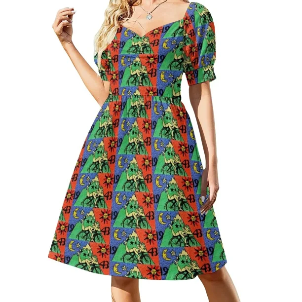Vestido de manga corta para el día de la bicicleta Ropa de playa Vestido para niñas