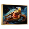thumbnail image 2 of Designart "Abstract Art Depicting A Turtle'S Aquatic Journey" Animals Turtle Floater Framed Wall Art Living Room, 2 of 5
