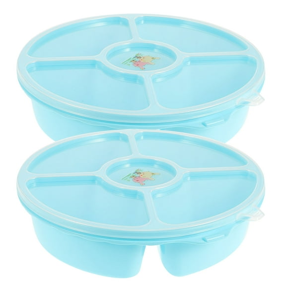 Raindrops Creative Plastic Multi Sectional Snack Serving Tray Set with Lid for Home (Random Color)