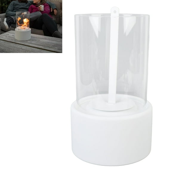 Table Top Fire Pit, Table Top Fireplace Transparent Glass Rugged Construction  for Home Black,White