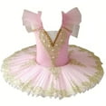 thumbnail image 2 of Zwiiyzr 2025 1-14 Years Girls Ballerina Clothes Dance Ruffle Sleeve Gymnastics Leotard Ballet Tutu Pink, 2 of 6