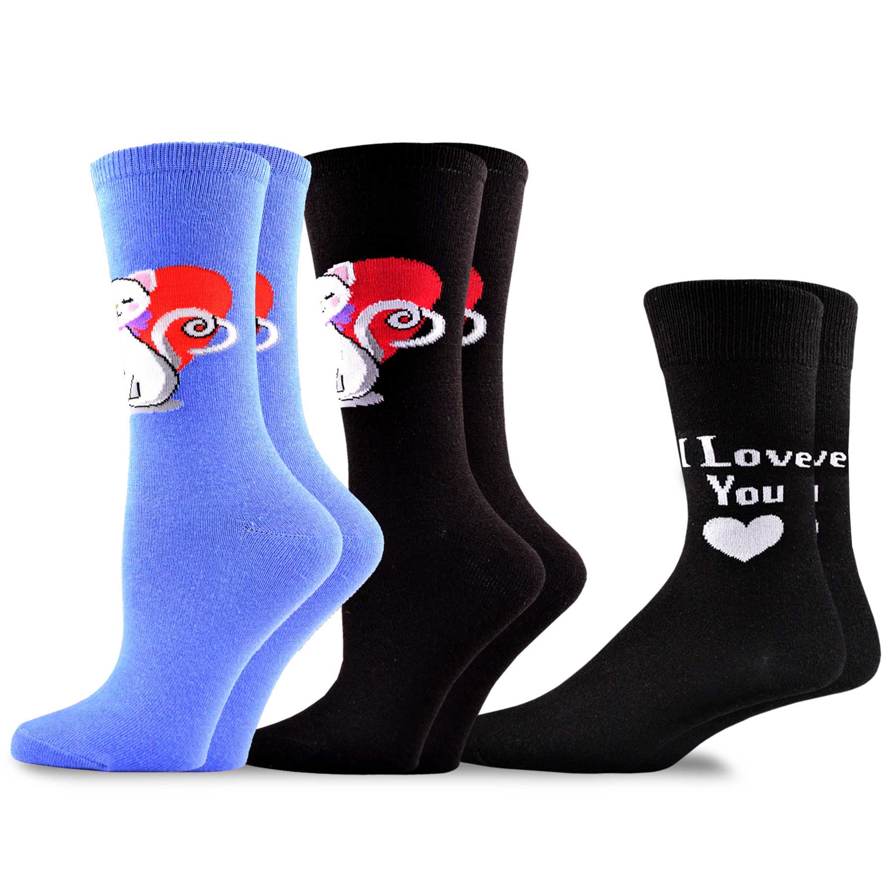TeeHee Valentine's Day Woman and Man Couple Cotton Crew Socks 3-Pack ...