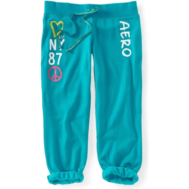 Aeropostale Womens Slim Cinchri Glitter Dorm Pajama Lounge Pantalones, Verde, Small Aeropostale Pantalones de salón