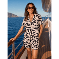 thumbnail image 3 of PINKSIR 2 Piece Outfits for Women Hawaiian Tropical Print Button Down Shirt and Shorts Summer Beach Vacation Sets Resort Wear, 3 of 10