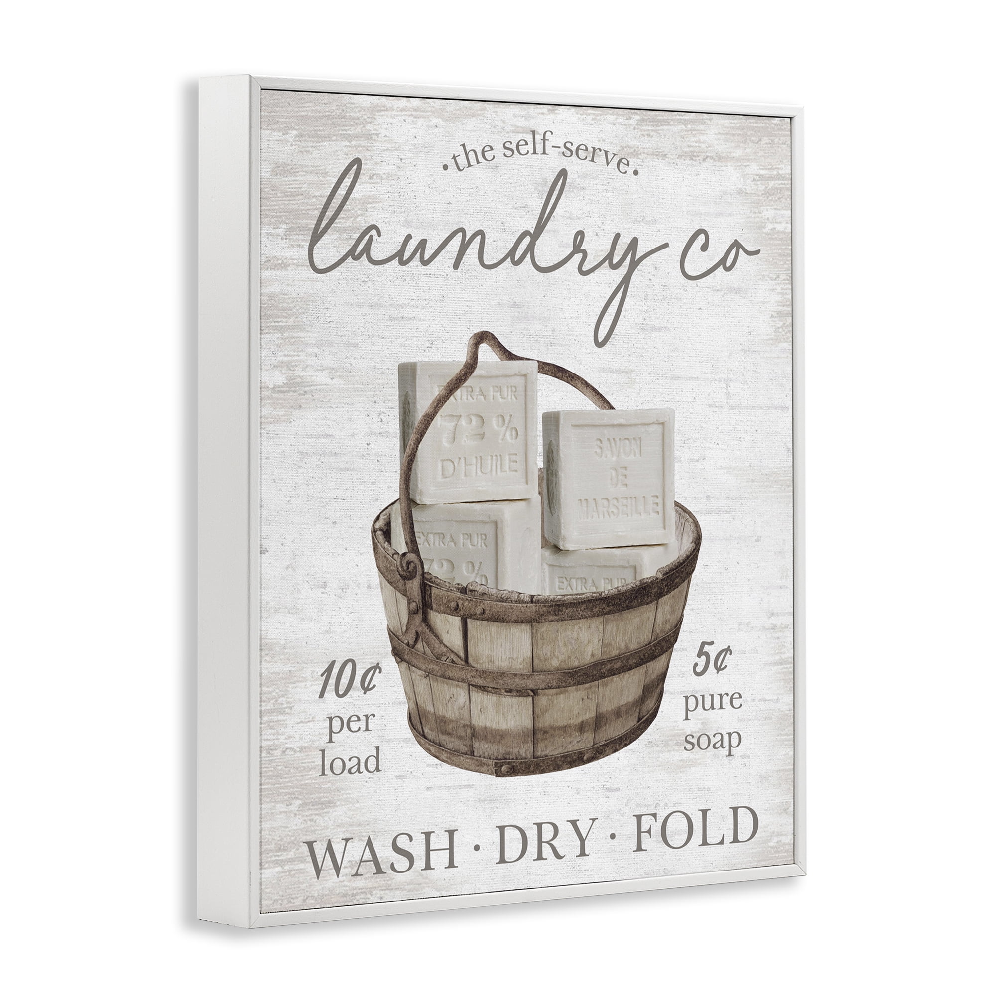 Stupell Industries Vintage Laundry Co Typography Painting White Framed Art Print Wall Art, 11 x 14
