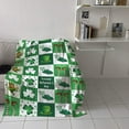 thumbnail image 4 of Happy St. Patrick''s Day Leprechaun Throw Blankets, Lucky Shamrocks Farm Truck Checkered Soft Fleece Blanket Decorative for Home Sofa Couch Chair Living Bedroom,40x50 inches, Spring Holidays, 4 of 6
