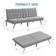 thumbnail image 2 of EBQOSK Sofa Bed with Armrest Two Holders Wood Frame, Stainless Leg, Futon Fabric Gray 1, 2 of 7