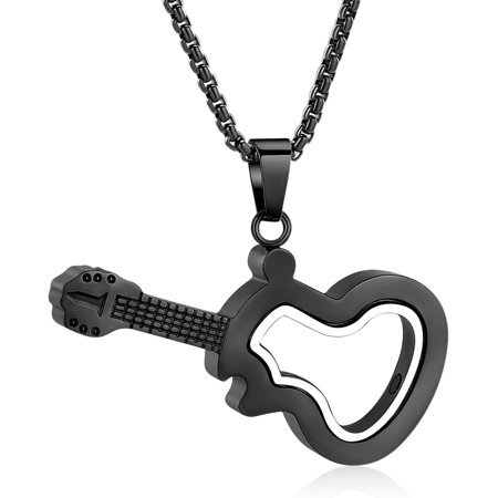 Musical Instrument Cremation Necklace for Women&Men Guitar Urn Necklace for Ashes Musical Instrument Memorial Urn Jewelry for Ashes Keepsake Pendant