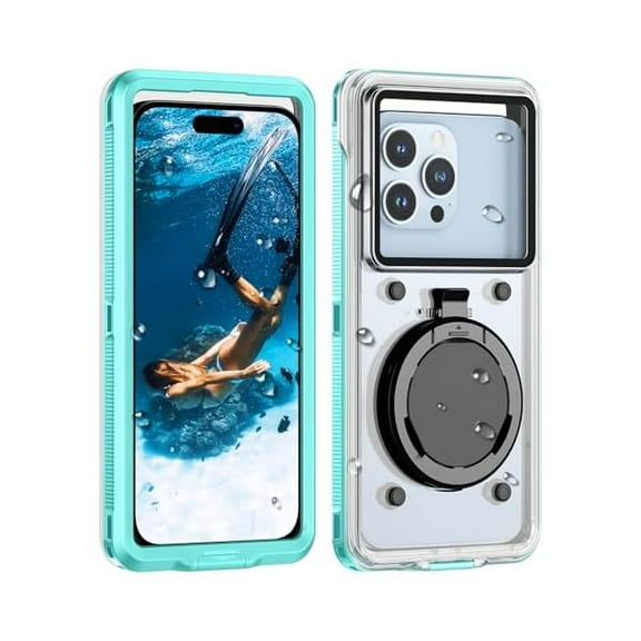 Snorkeling Underwater Phone Case for Diving, IP68 Professional Universal Waterproof Outdoor Video Photo Cellphone Case with Lanyard for iPhone Galaxy Pixel Moto All Series (Clear/Blue)