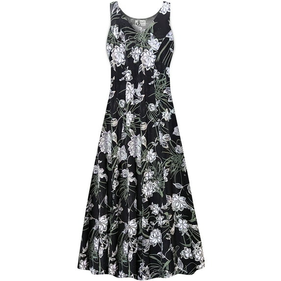 Plus size 5x Extra Tall Womens Dress Silver Glitter Floral Print Sleeveless High V-Neck Princess Cut