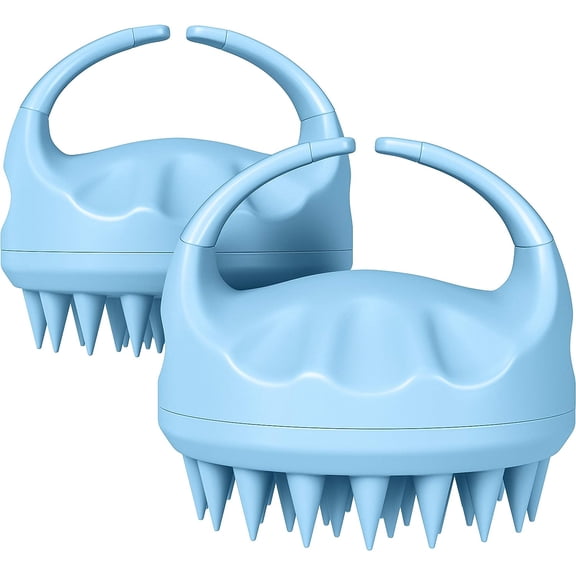 Hair Scalp Massager and Shampoo Brush for Shower Dandruff Removal - Wet and Dry - Encourages Growth - Includes 2 Massage Bundle