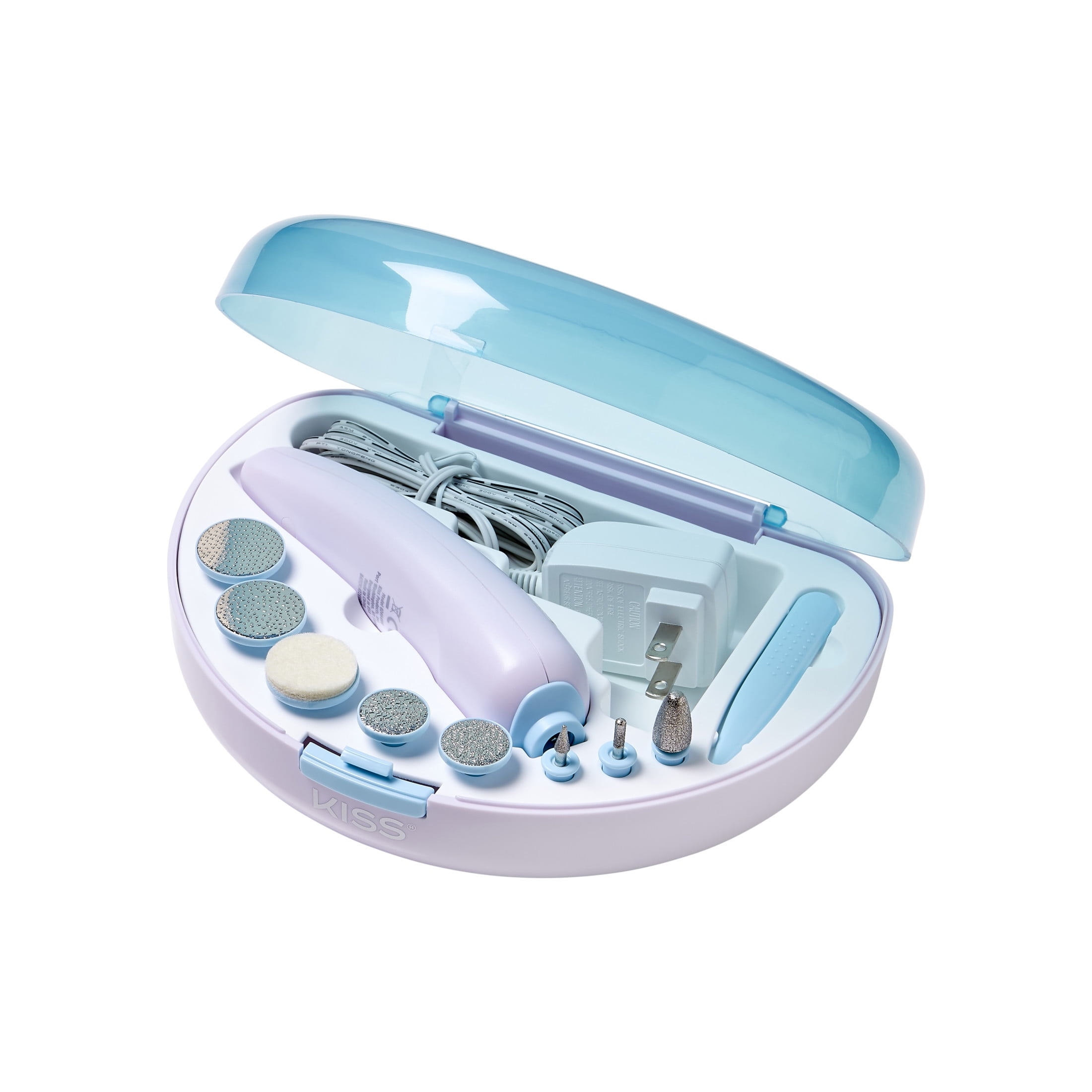 KISS Power File Rechargeable Nail File Kit & Storage Case, 8 Attachments, 11 Count