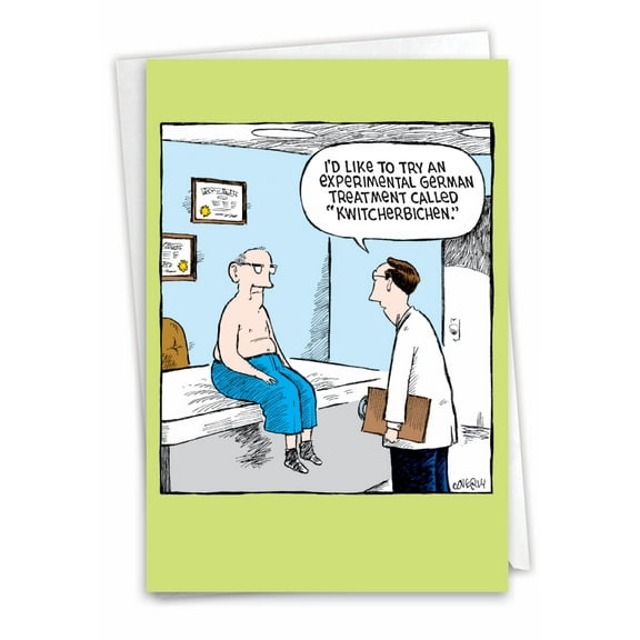 NobleWorks Funny Get Well Greeting Card with 5 x 7 Inch Envelope (1 Card) Kwitcherbichen C1775GWG