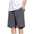 thumbnail image 3 of BXINGOHAI Mens Shorts Drawstring Athletic Vacation Elastic Waist Summer Shorts for Men Lightweight Casual Trendy Shorts Dark Gray,M, 3 of 6