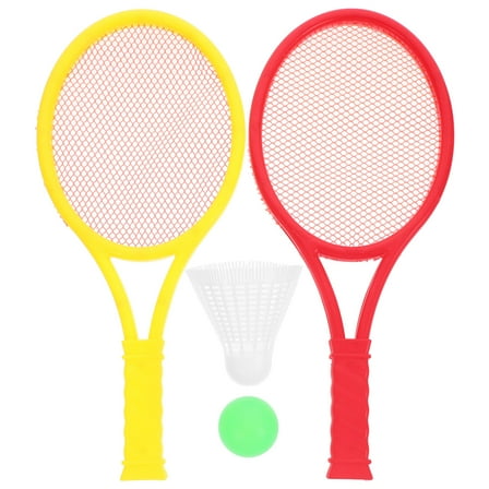 HEMOTON 4-Piece Plastic Tennis Racket Set for Outdoor Sports, Family Badminton and Tennis Play Set for Kids and Adults