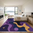 thumbnail image 3 of ODIKA 9'x12' Washable Area Rug Purple Yellow Abstract Cosmic Design Elegant Celestial Motifs with Dynamic Curves for Great Room, Indoor Concept, Large Living Low Pile, Flatwoven, 3 of 7