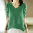 thumbnail image 2 of mihongmao Womens Tops Plus Size Women's Knitted Sweater Base Shirt Short Sleeved V-Neck Fashionable Top, 2 of 3