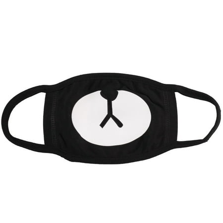 Unisex Breathable Cotton Mask Cartoon Bear Face Mask Dust Proof Mask Black
