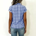 thumbnail image 2 of Jewelreauty Womens Plaid Shirts with Collar Button Down Short Sleeve Blouses Casual Plus Size Cute Summer Tops (M, Blue), 2 of 6