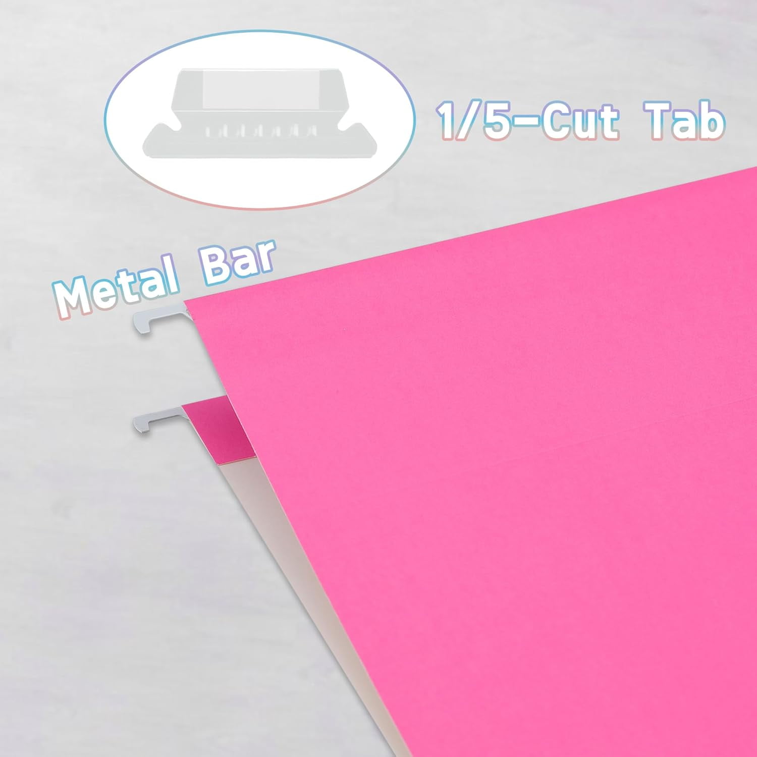 25 Packs Hanging File Folders Pink,Letter Size 8.5x11,Hanging File Folders with 1/5-cut Tabs,File Folders for Filing Cabinet with Tabs,Designed for Bulky Files,Ideal Office,School Classroom