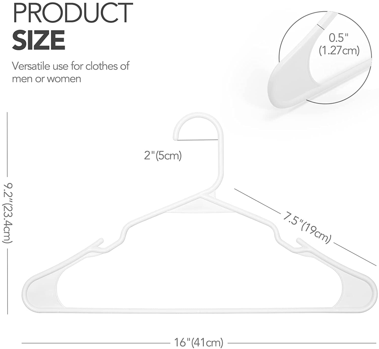 cozymood Plastic Hangers 60 Pack, Plastic Clothes Hangers Space Saving for Closet, Laundry Hangers for Adult Coat, Suit, White
