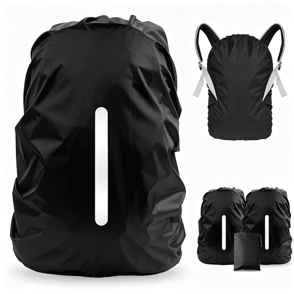 GASTROPOD 2 Pack Waterproof Rain Cover for Backpack,Reflective Rainproof Protector for Anti-Dust and Anti-Theft,M Size (for 30L-40L Backpack),2 Pcs Black