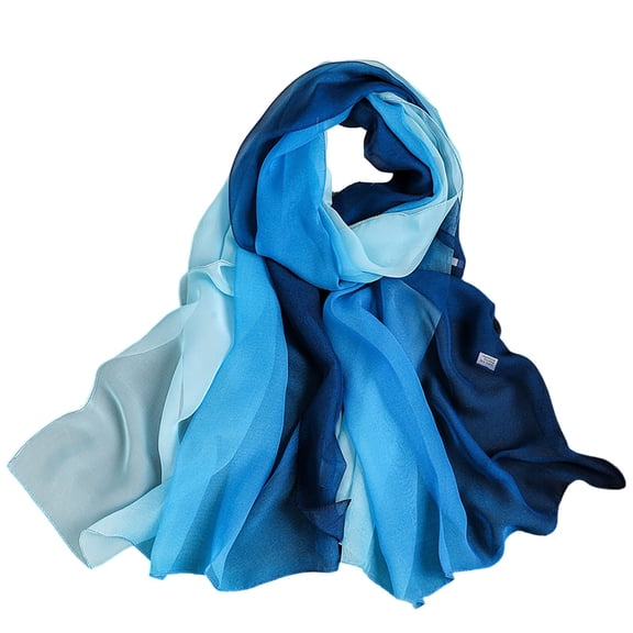 Gradual Color Silk Scarf for Women Temperament Etiquette Decoration Lightweight Breathable Long Shawl