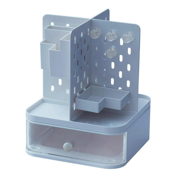 TISHITA Desktop Organizer Pen Holder Card Holder Container Stationery Supplies Pegboard Makeup Organizer Desk Organiser for Classroom Blue