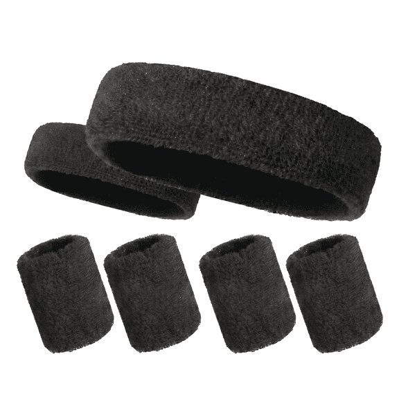 ROSEXIXI Sweat Bands and Headbands  6Pcs Black for sport