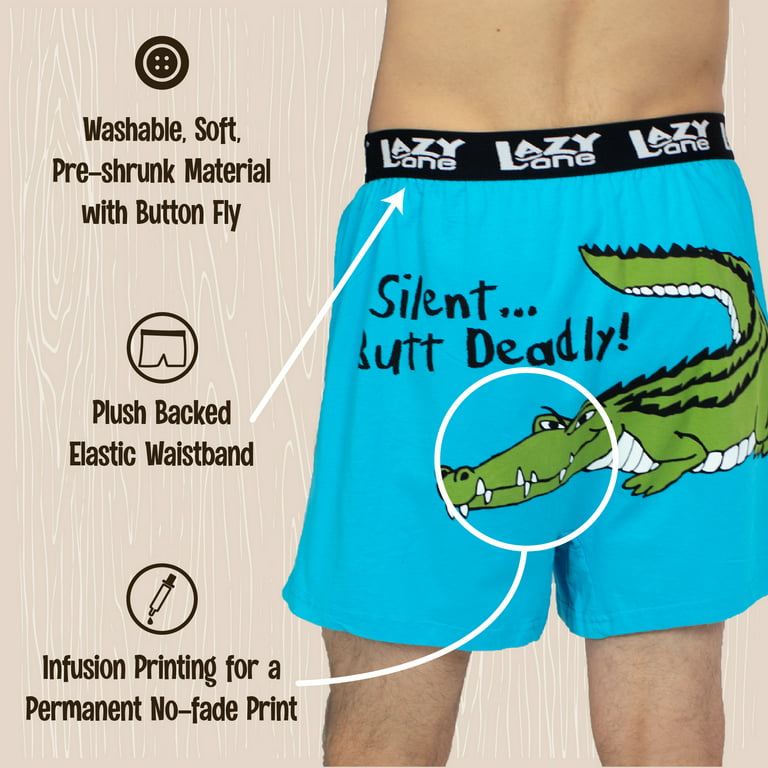 LazyOne Funny Animal Boxers, Deadly Alligator, Humorous Underwear