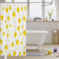 thumbnail image 3 of Manfei Minimalist Stars Print Shower Curtain 72Wx78L,Kawaii Cartoon Theme Bath Curtain,Yellow White, 3 of 5
