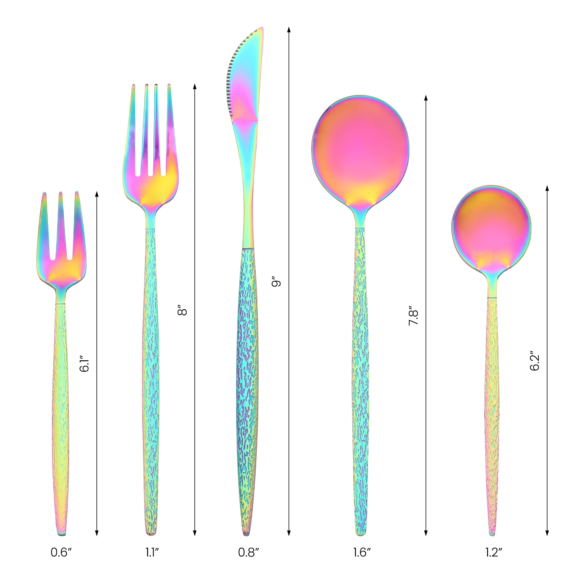 Unique Bargains Stainless Steel Flatware Set Colorful 20 Pcs