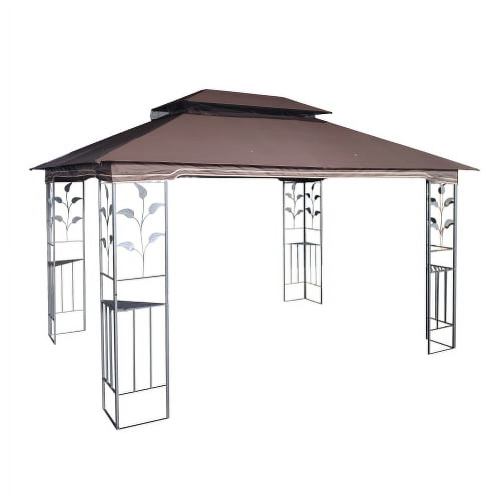 10x13 FT Patio Gazebo Canopy Tent With Ventilated Double Roof and Zipper Mesh  Screen,Outdoor Gazebo with Corner Shelf and Durable Steel Frame,for Garden ,Beach,Backyard 