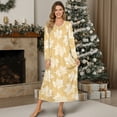 thumbnail image 4 of SEANATIVE Women's Long Sleeve Nightgown V Neck Pajama Dress Soft Button Front Nightshirt Long Length Sleepwear Sleepshirt for Lounge Bedroom Wear, 4XL, Leaf Pattern, 4 of 7