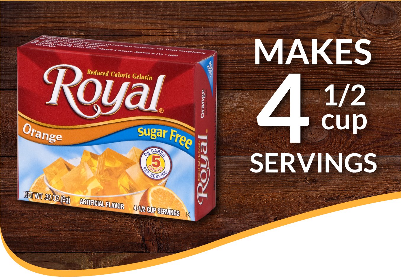 (4 pack) Jel Sert Royal Gelatin Orange Flavor, Sugar Free, .32 oz Box