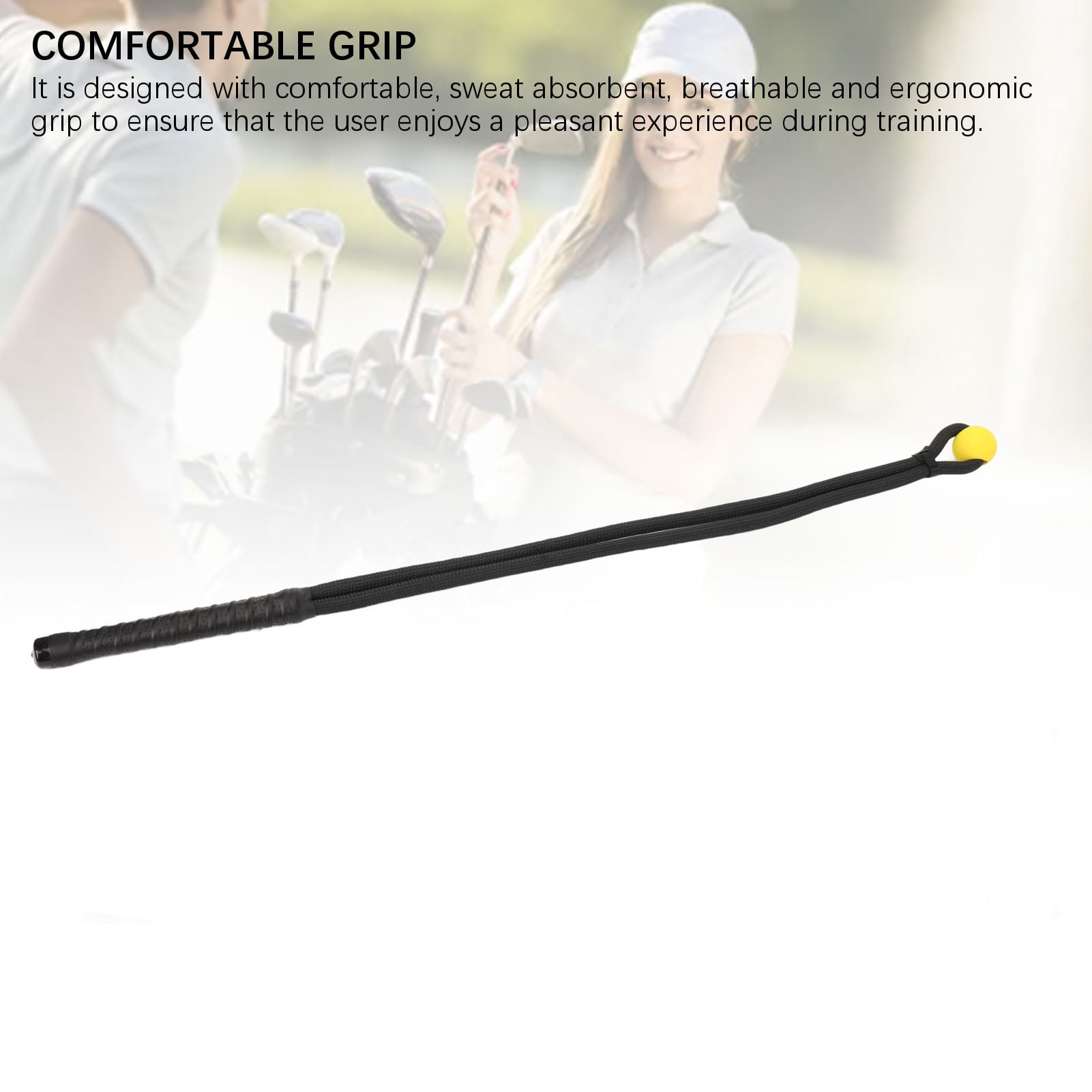 Rupoun Golf Swing Training Aid Nylon Rubber Comfortable Grip Club Swing Rope for Correcting Posture Black
