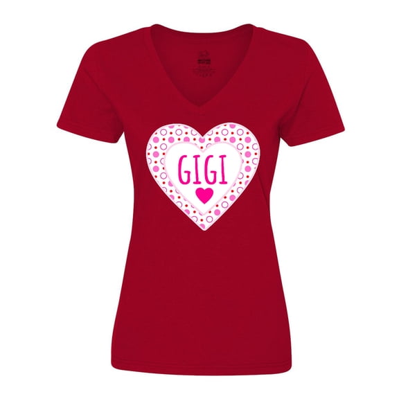 Inktastic Gigi Pink Valentine Hearts Women's V-Neck T-Shirt