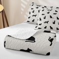 thumbnail image 4 of Manfei Minimalist Cat Bed Spread Queen, Cartoon Silhouette Queen Coverlet Set, Light Gray, 3pcs, 1 Quilt and 2 Pillowcases, 4 of 7
