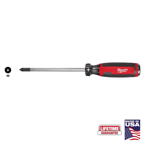 Milwaukee Tool #2 Phillips 6 Inch Cushion Grip Demolition Screwdriver (USA)