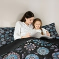 thumbnail image 5 of Manfei Western Tribal Floral Bedding Comforter Set, Black Blue Hippie Plant Twin Comforter Sets, Retro Boho Abstract Reversible Bedding Set, Lightweight Room Decor, 2-Piece, 5 of 8